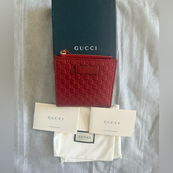 Gucci Handbags - NIB Gucci Red Micro GG Compact Wallet
